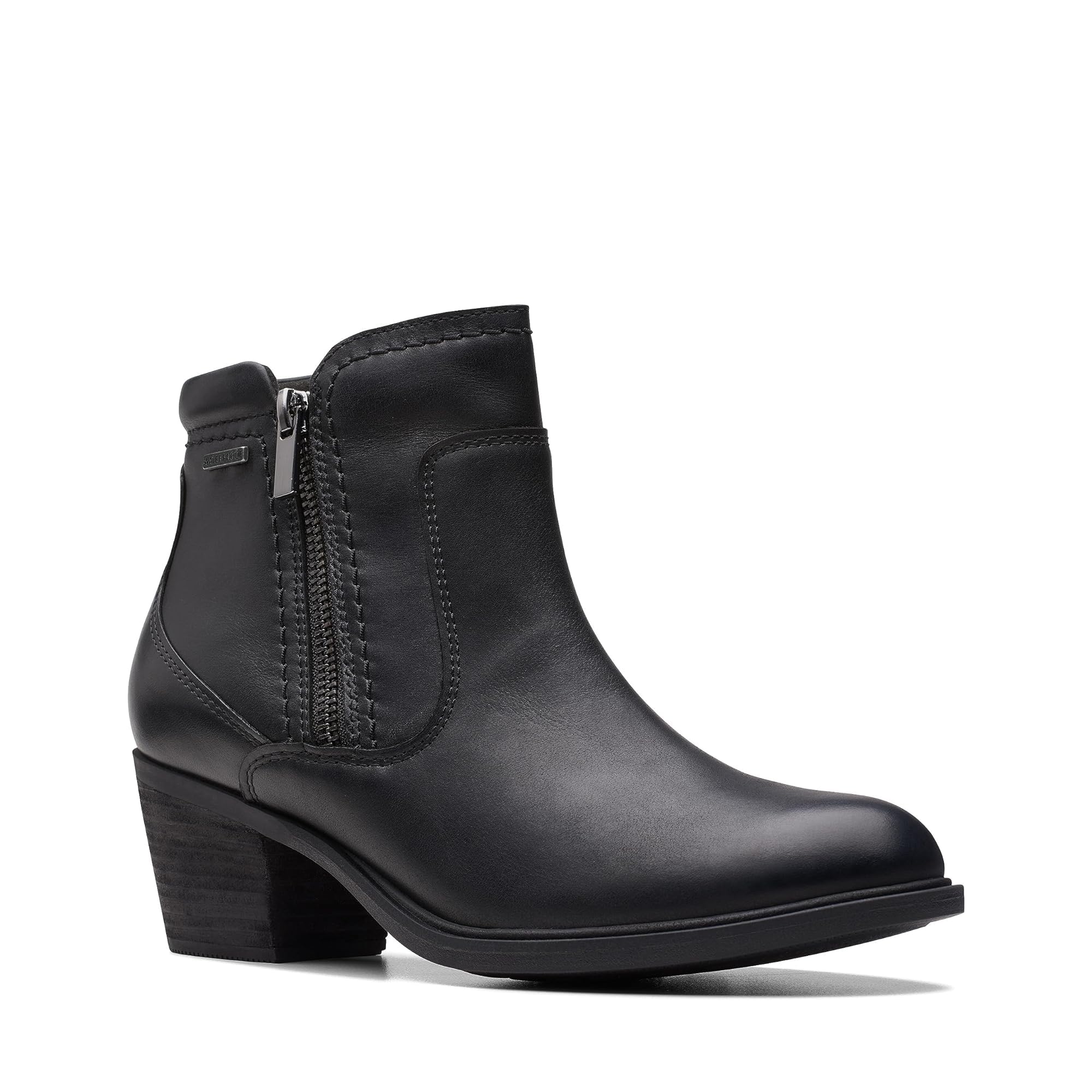 Amazon.com: Clarks 261751995060 Neva Zip WP Black Leat Ladies' W085